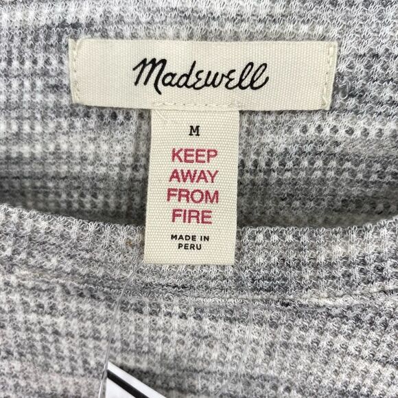 Madewell Heather Gray Waffle Knit Top Long Sleeve size M - Picture 2 of 4
